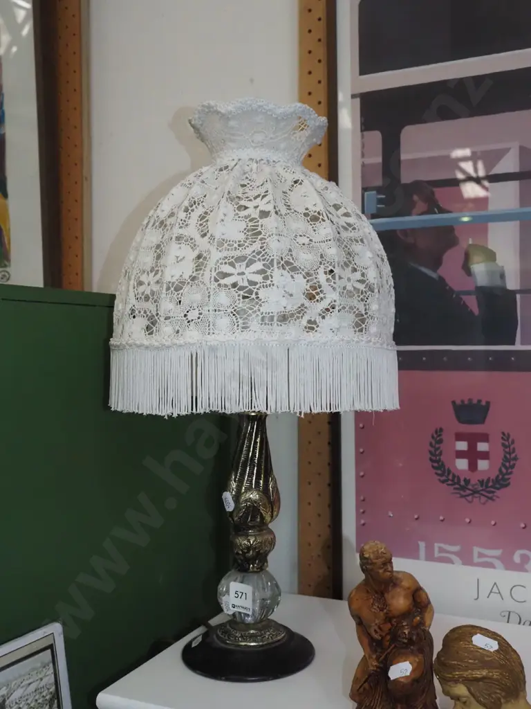 glass and brass based table lamp H-480 Image 1++