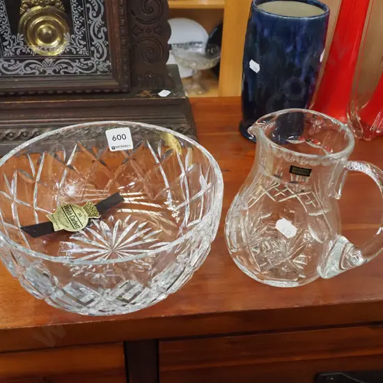 Webb Corbett crystal vase, cut crystal jug