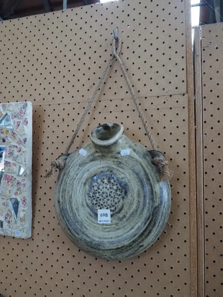 studio pottery wall mounted flask Image 1++