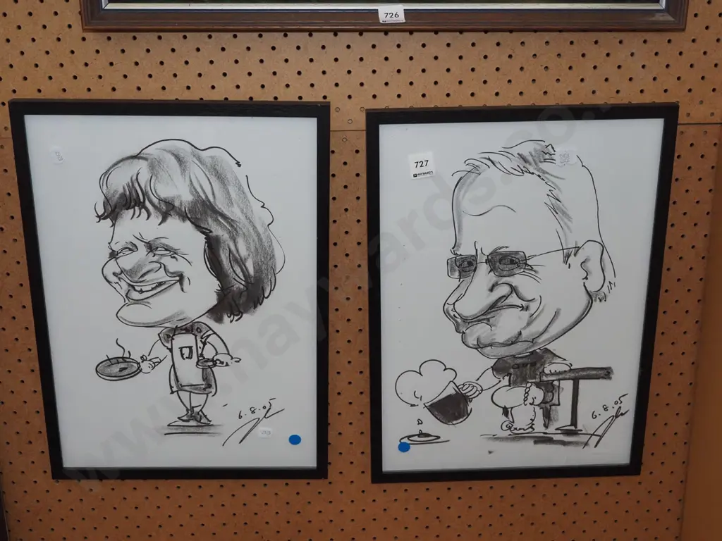 2x framed cartoon prints- blue dots Image 1++