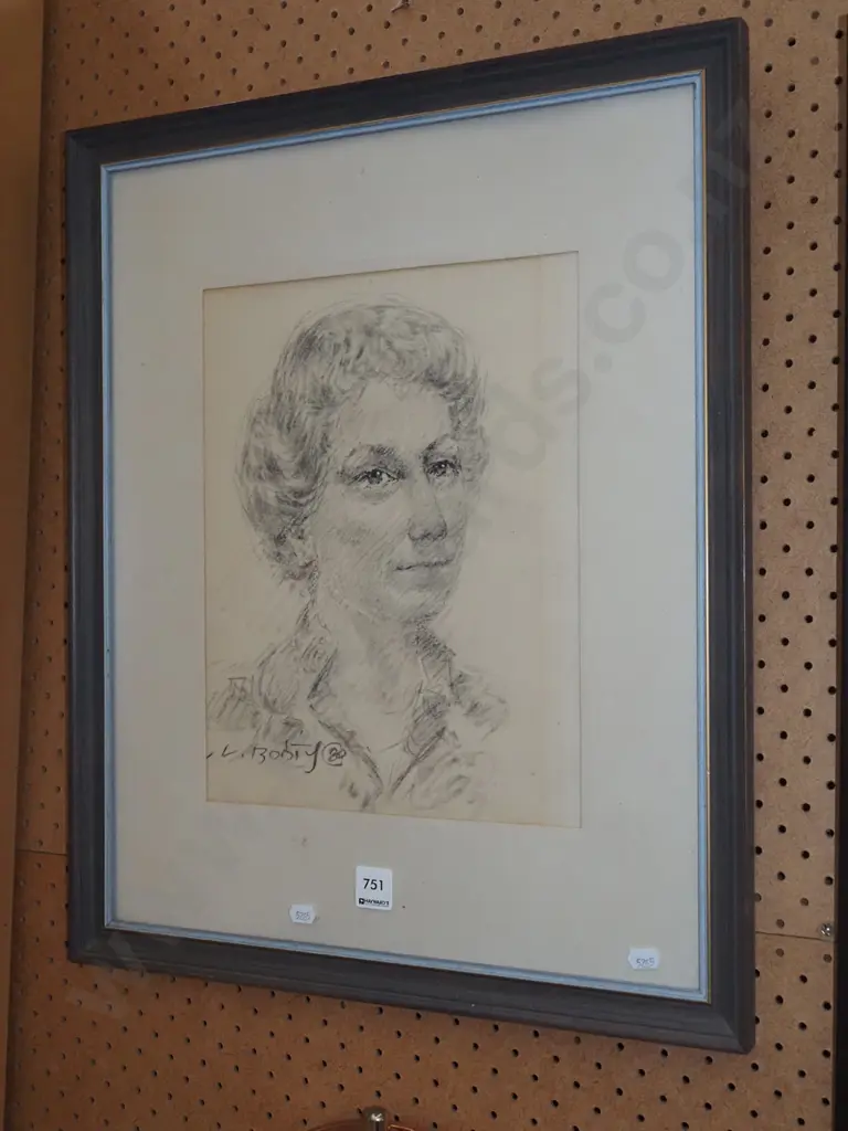 N Booty - framed charcoal - portrait Image 1++