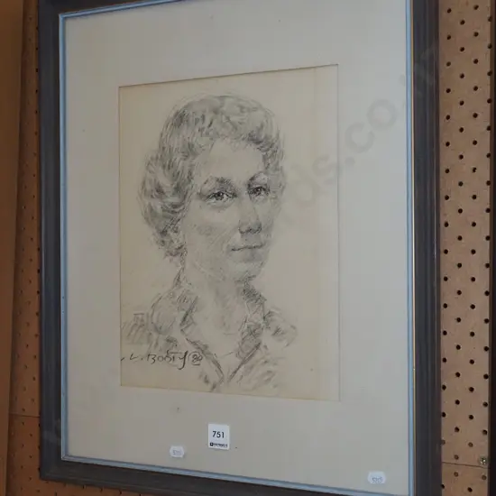 N Booty - framed charcoal - portrait