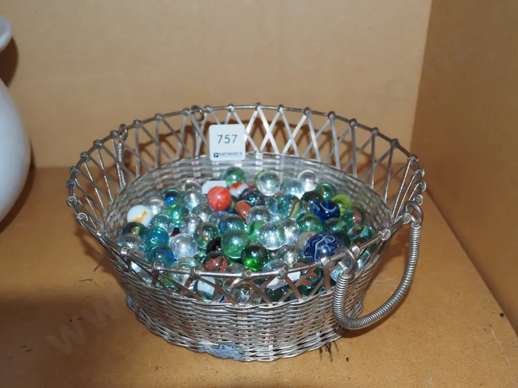 metal basket and marbles Image 1++