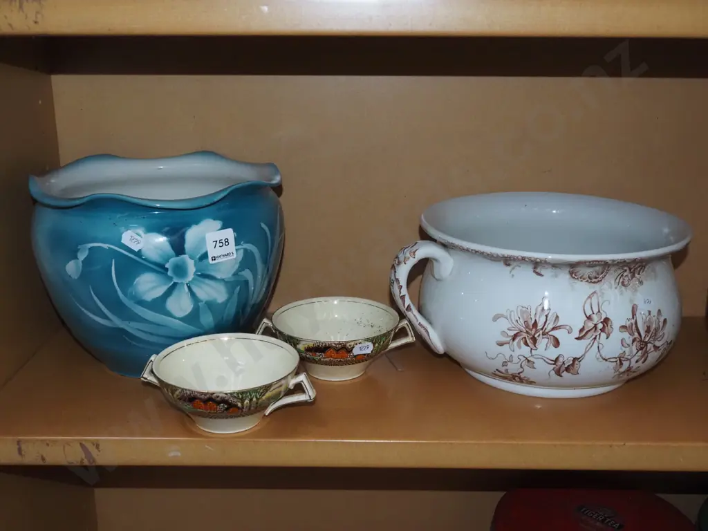 2x double handled cups, jardiniere etc Image 1++
