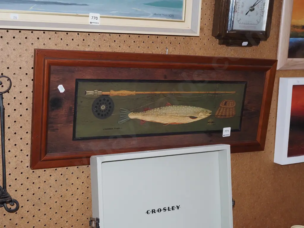 wood framed fly fishing print Image 1++