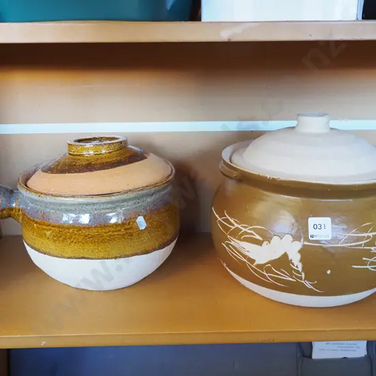 2x studio pottery casseroles