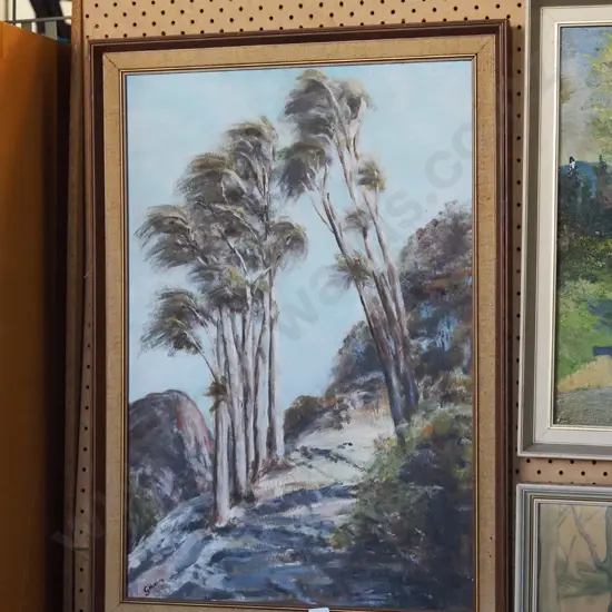 G Hueting framed oil - trees