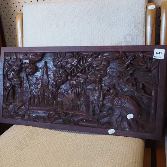 heavily carved Asian section of wood L-500
