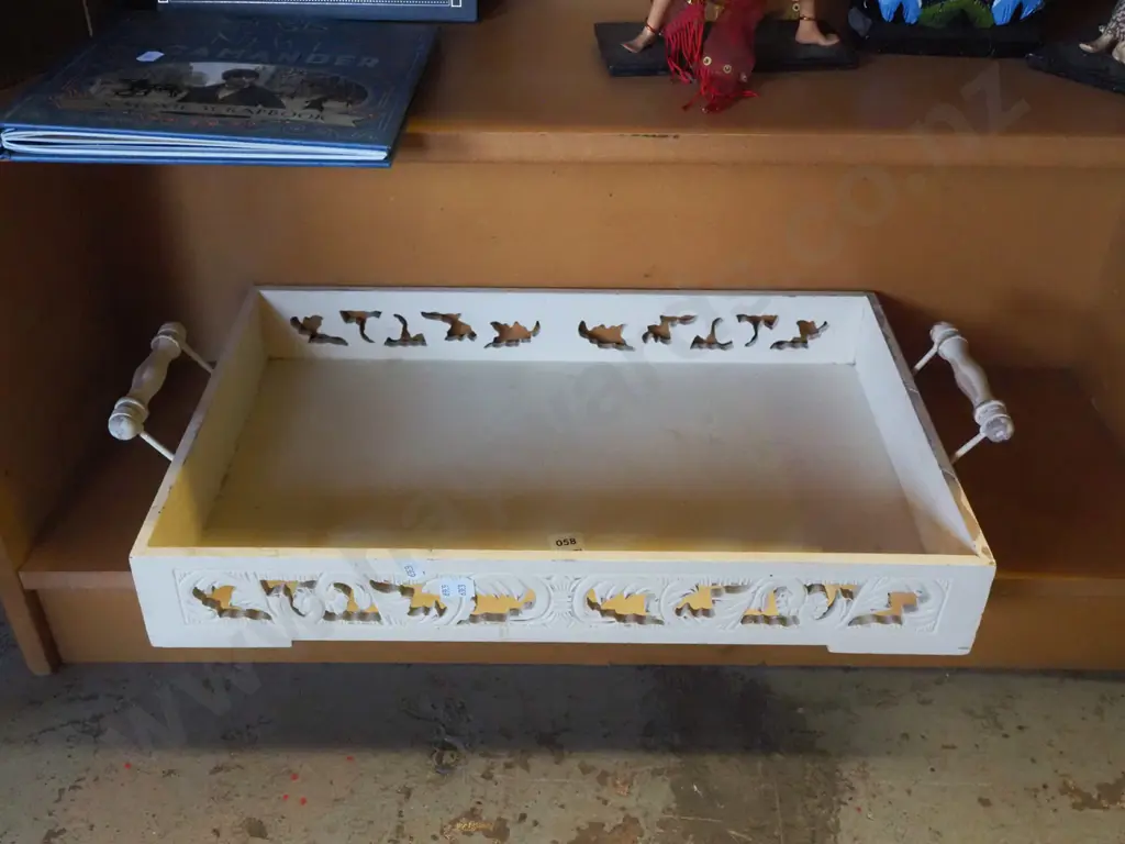 fret carved gallery tray L-550 Image 1++