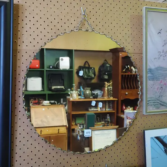 scalloped edge deco wall mirror - silvering Diam430