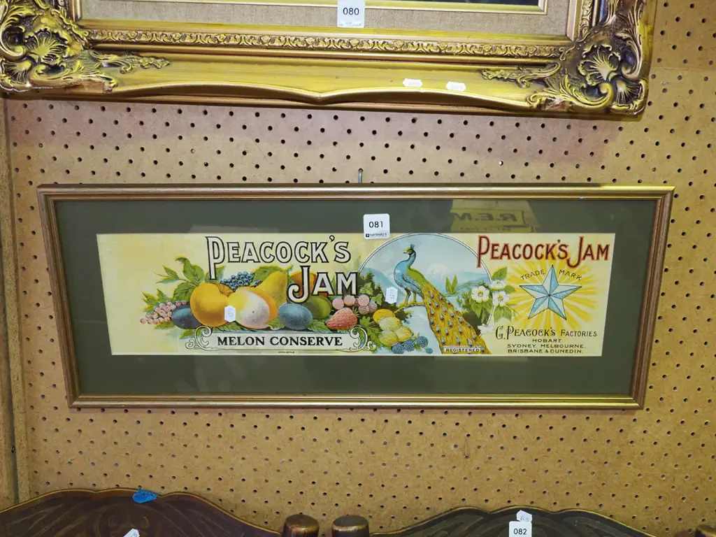 framed Peacocks Jam label Image 1++