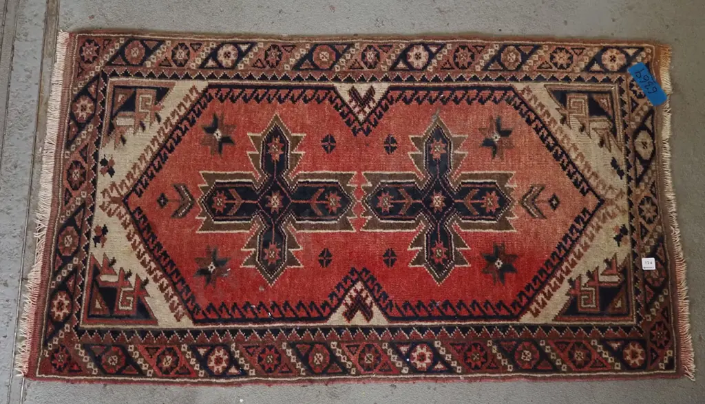 small woollen floor mat - some fading and wear L1250 W765 Image 1++