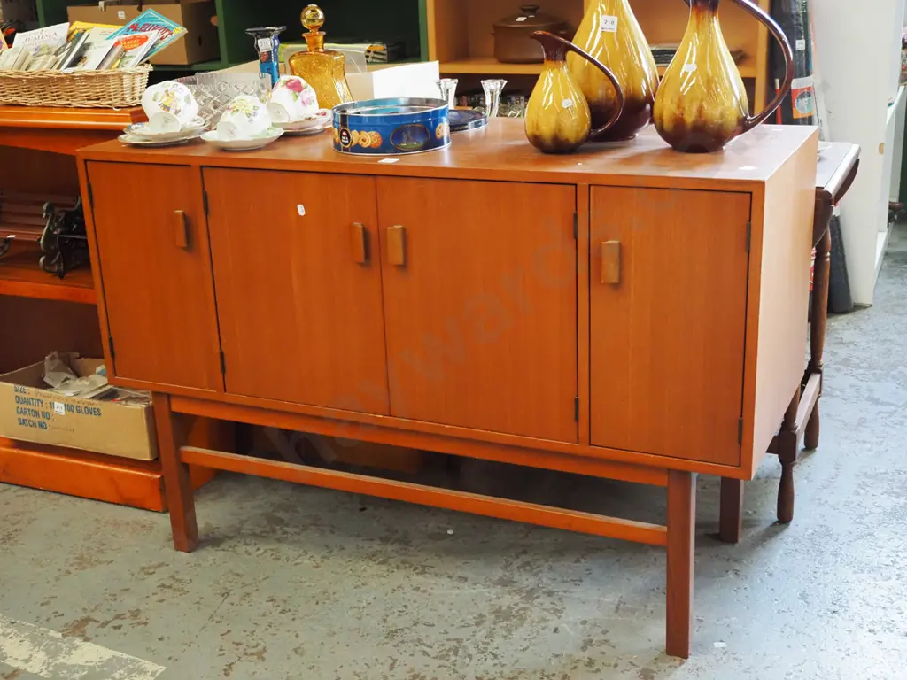 mid century teak 4 drawer sideboard H770 W1170 D450 Image 1++