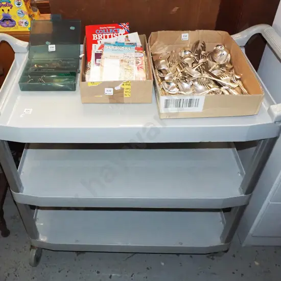 sturdy 3 tier plastic commercial trolley H960 W1010 D500