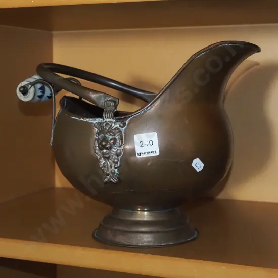 small copper coal scuttle H250