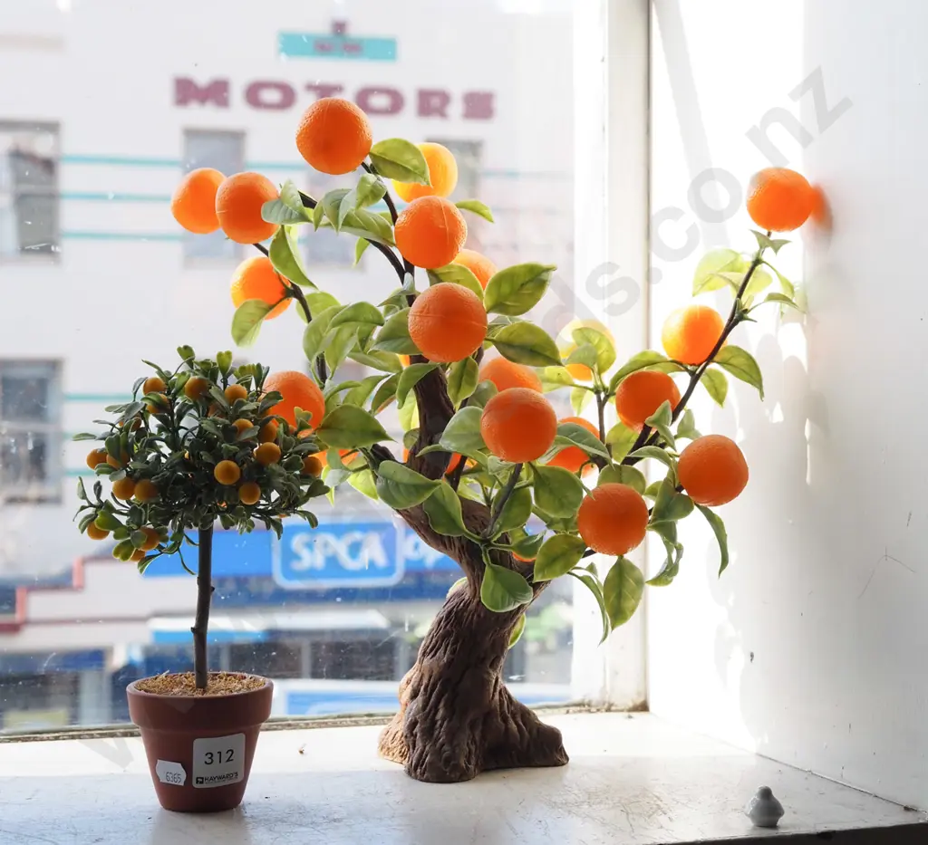 2x faux plastic fruit trees - mandarins, oranges H330 Image 1++