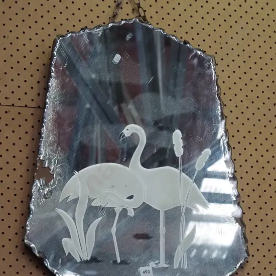 deco wall mirror - flamingos - damage