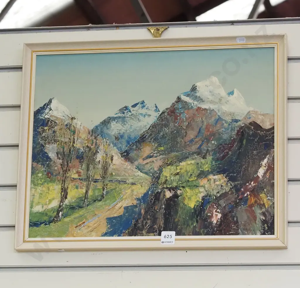 framed oil - mountain scene Image 1++