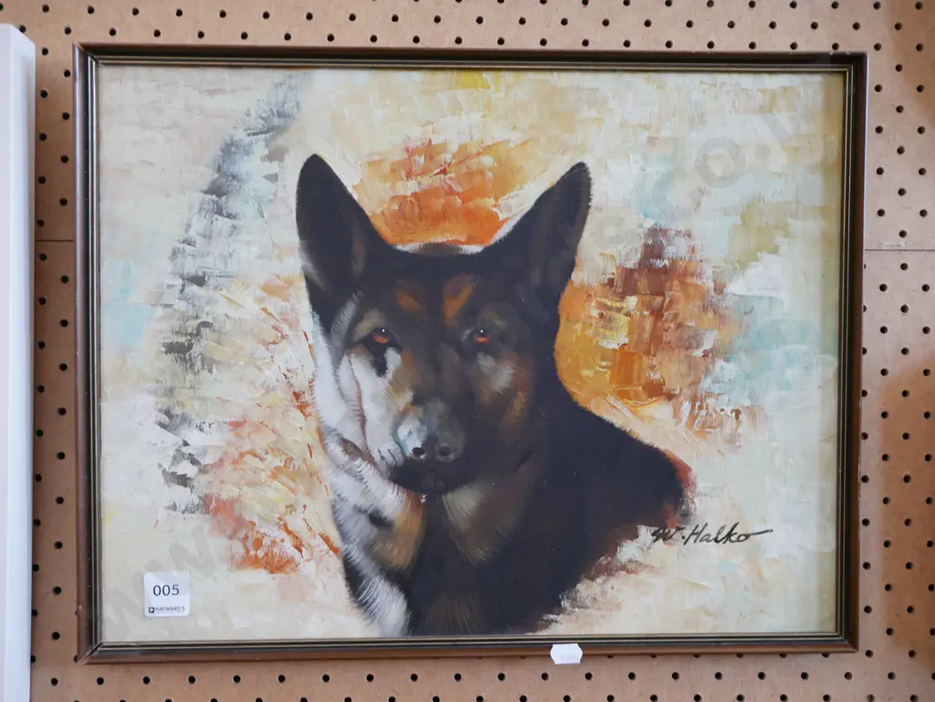 framed oil on board - alsatian Image 1++