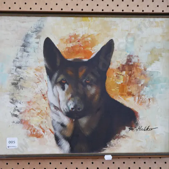 framed oil on board - alsatian