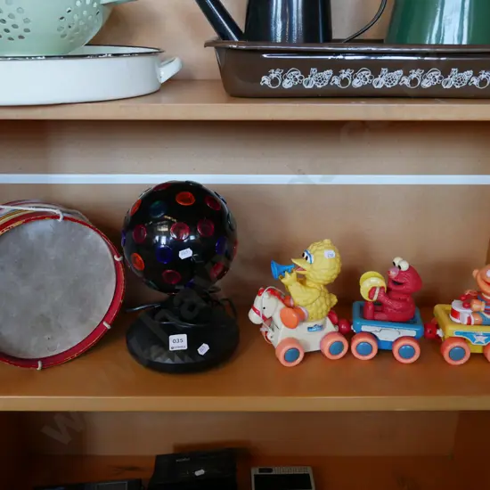 toys; disco light, drum etc