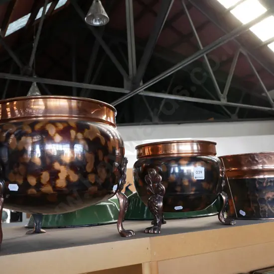 3x copper jardinieres
