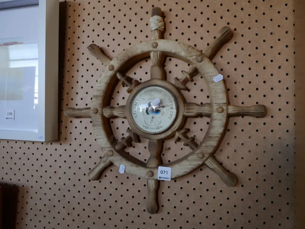 composite ship's wheel barometer Image 1++
