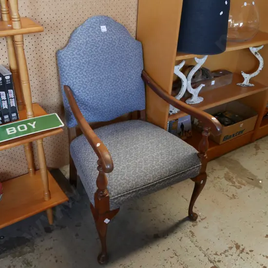 cab leg mahogany blue armchair