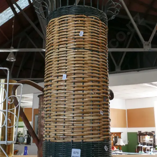 metal and woven cane umbrella stand H-630