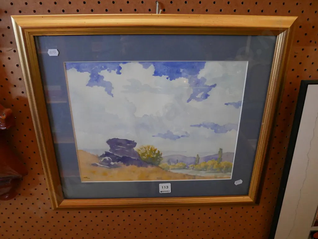 NGB 00 - framed watercolour - Central Otago landscape Image 1++