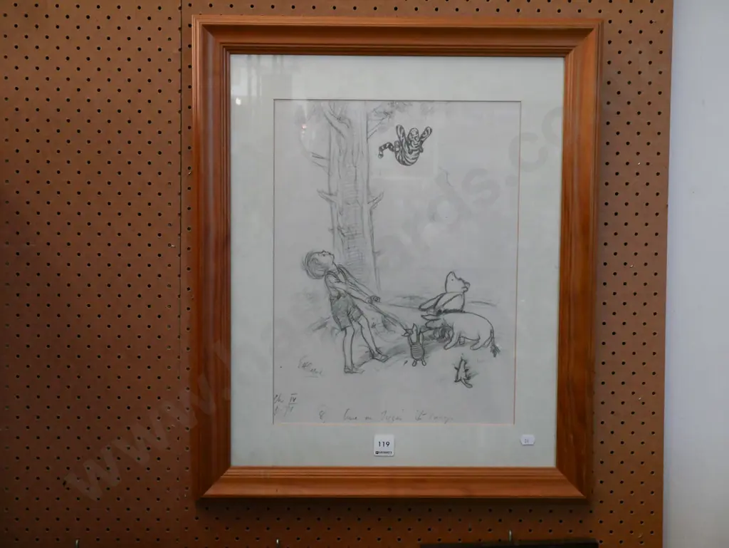 framed print - Winnie the Pooh sketch Image 1++