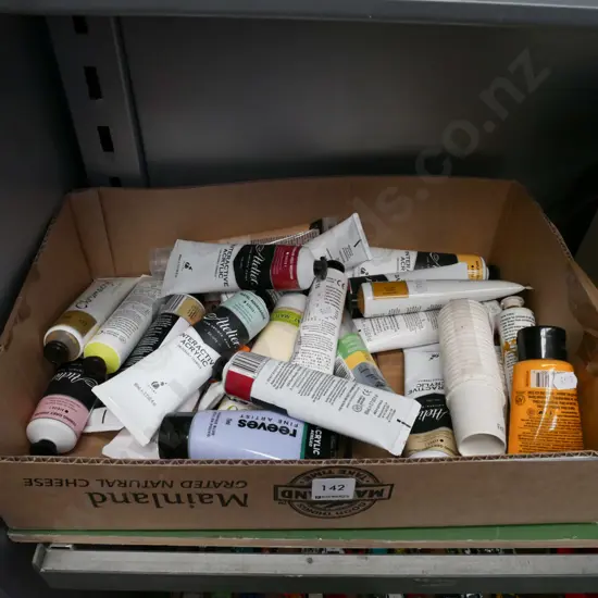 box of acrylic paints