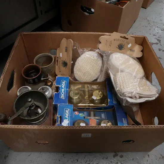 box; shower scrub, door locks etc