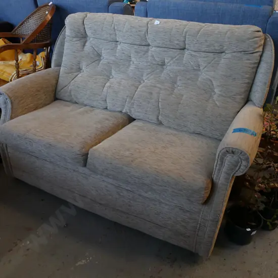 fawn deep buttoned 2 seater settee