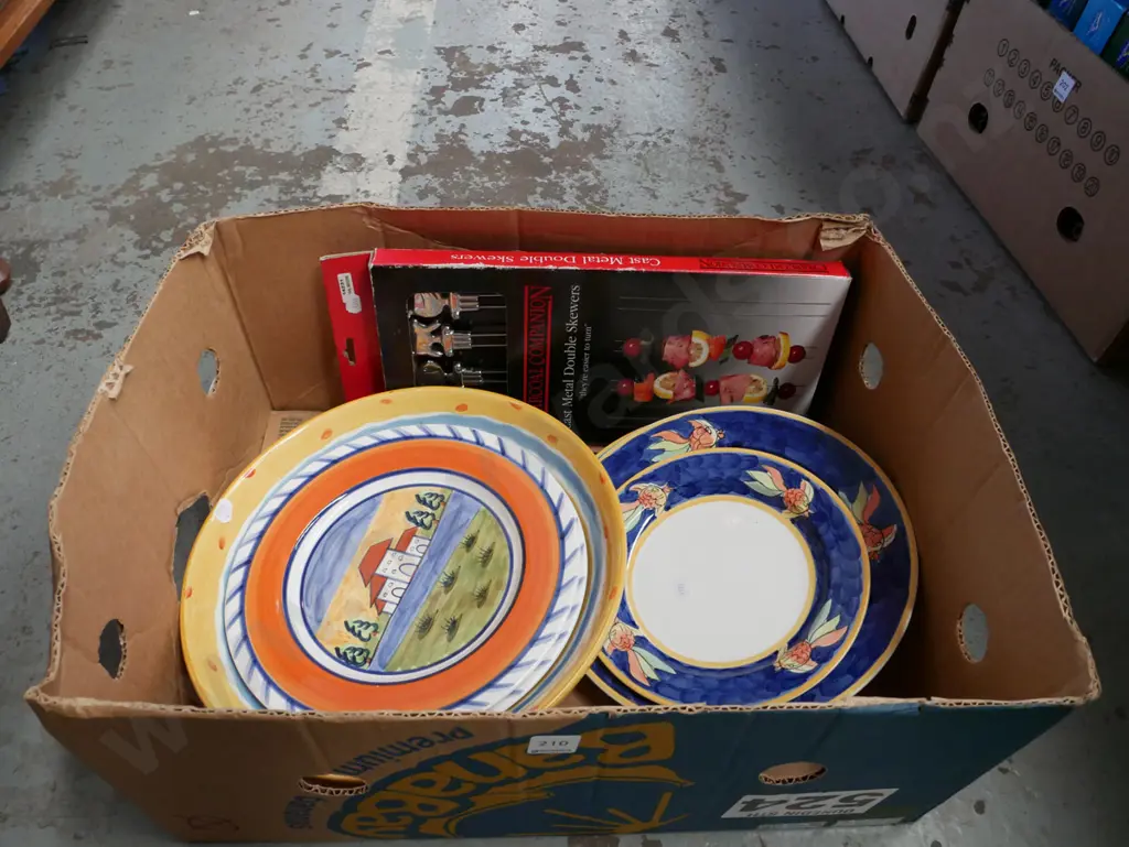 box; Tuscany style plates, fruit bowl, cast metal skewers etc Image 1++