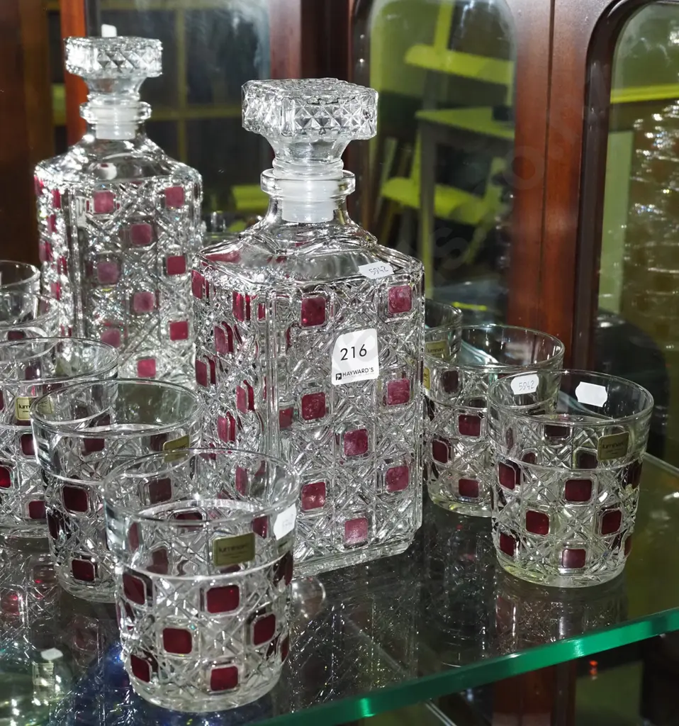 French Luminarc stoppered decanter and 6 tumblers Image 1++