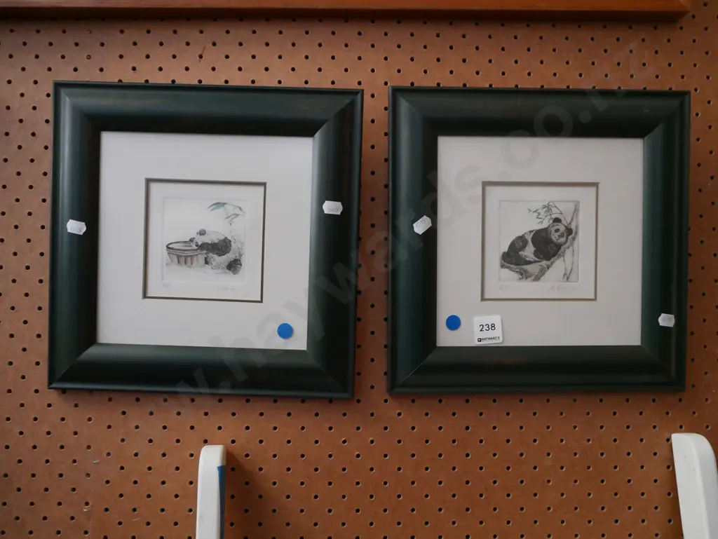2x small artists proofs - pandas - blue dots Image 1++