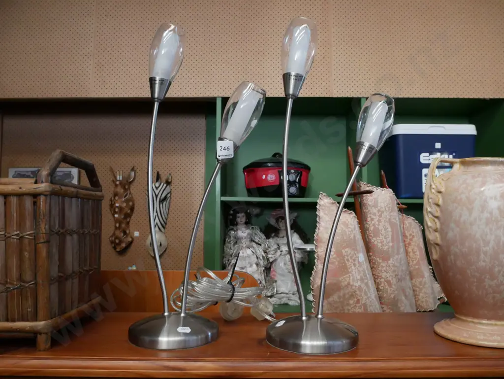 pair of modern twin bulb table lamps Image 1++