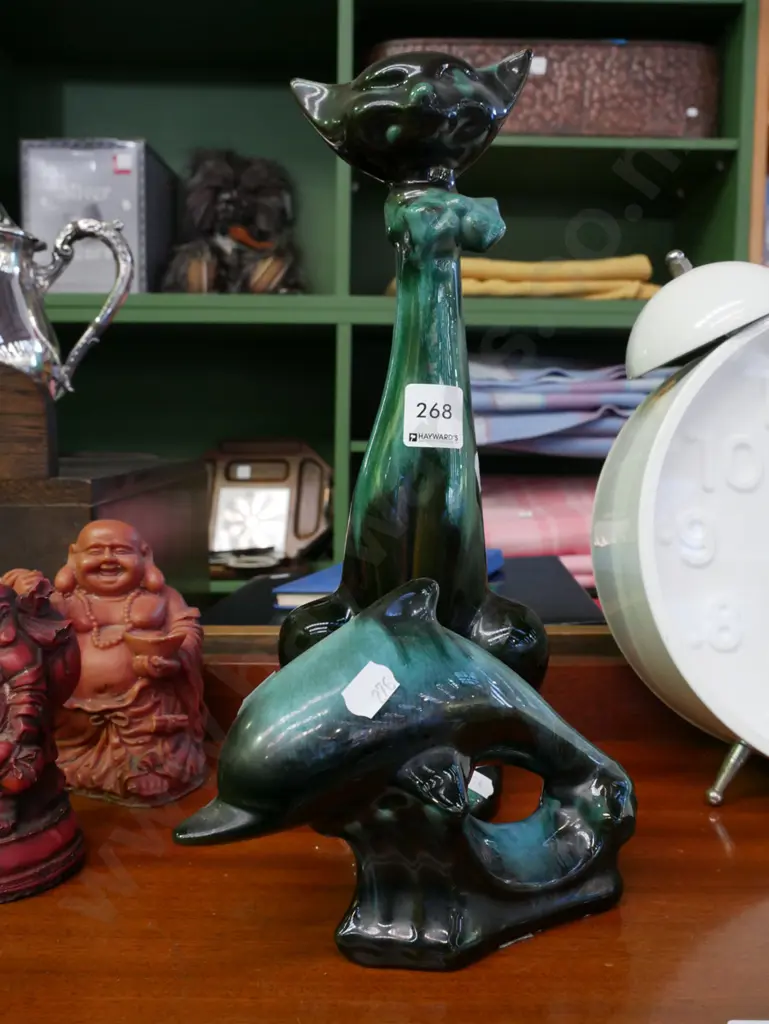 Blue Mountain cat and dolphin figurines Cat H-330 Image 1++