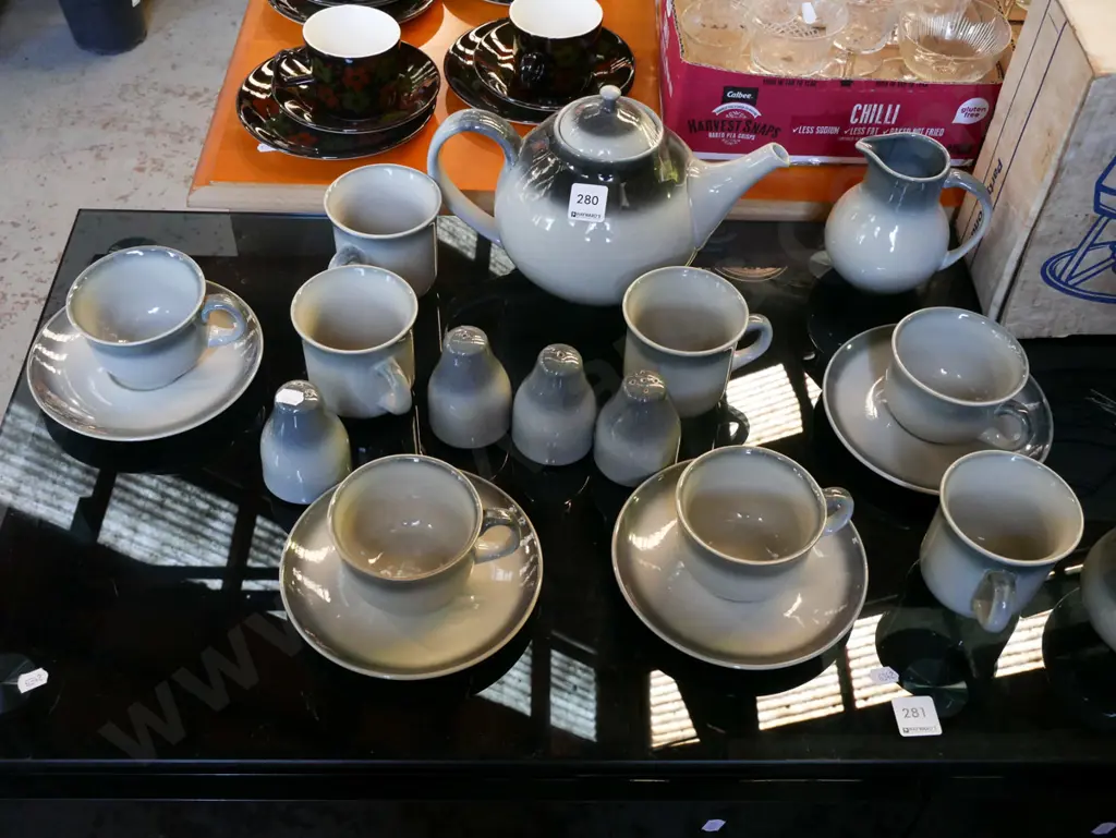 Temuka Pottery grey 19 piece tea set Image 1++