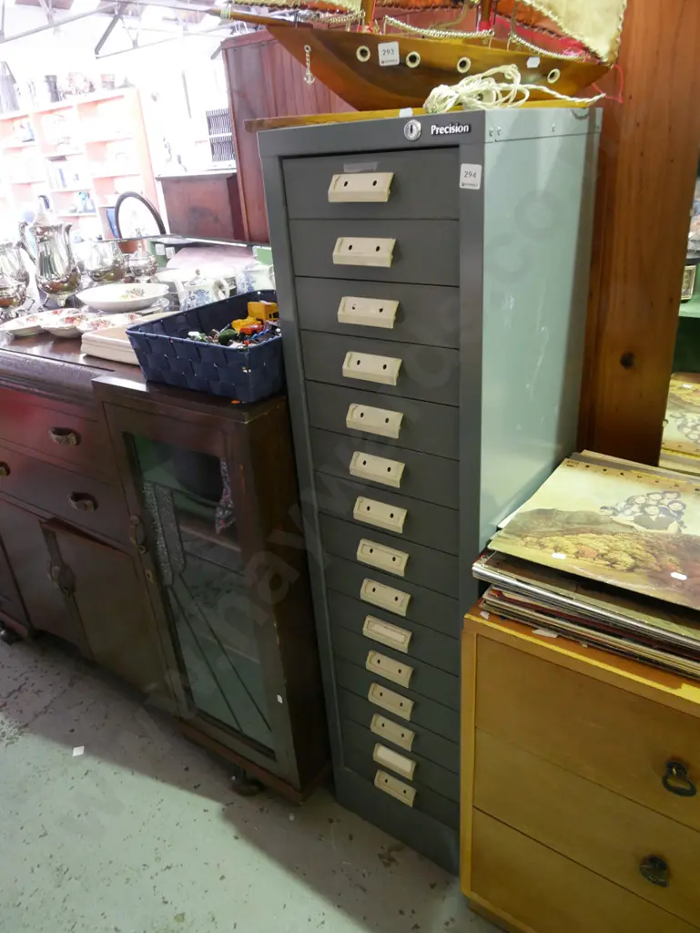 Precision 14 drawer filing cabinet H-1340 W-335 D-375 - no key Image 1++