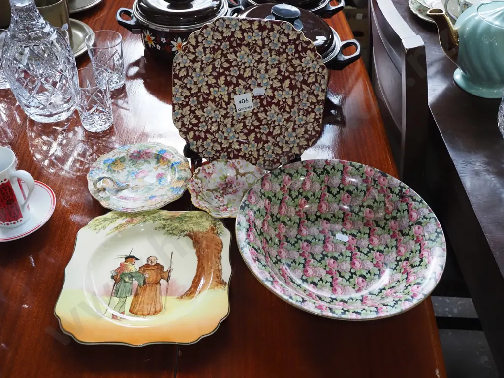 all over floral bowls, plates, Friar Tuck Robin Hood plate Image 1++
