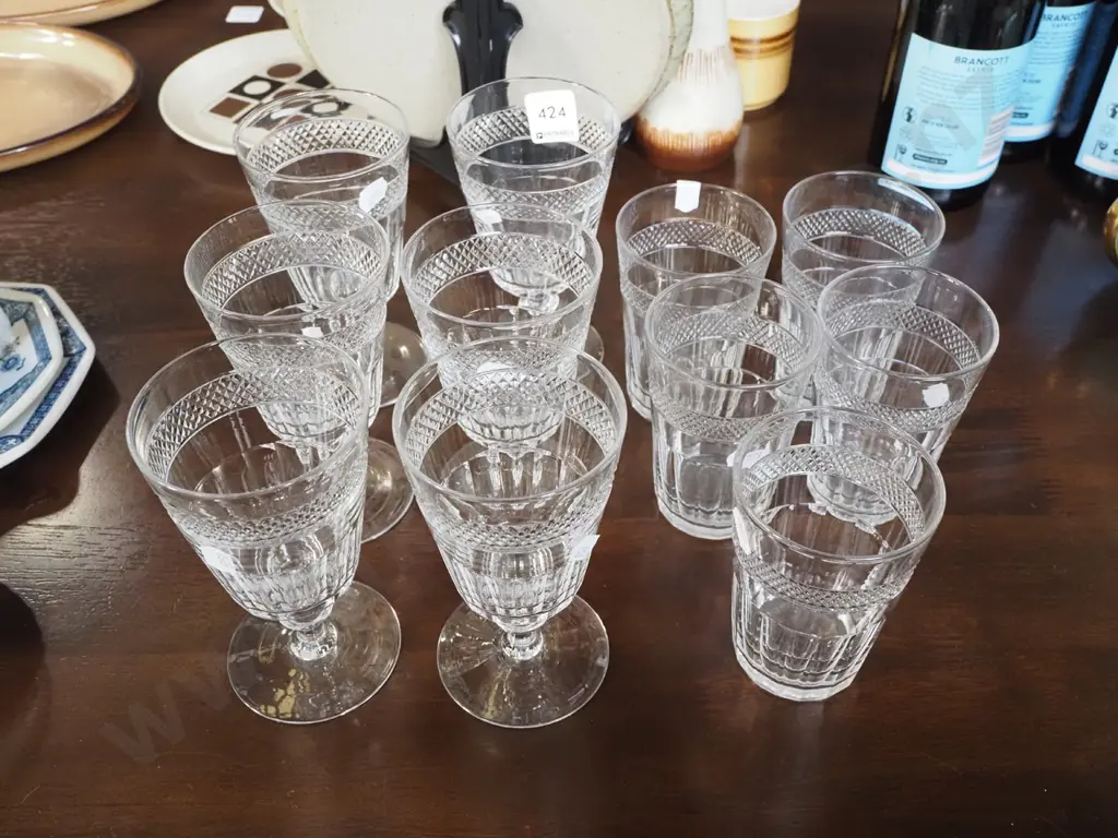 6x cut glass wine glasses, 5x cut glasses tumblers Image 1++