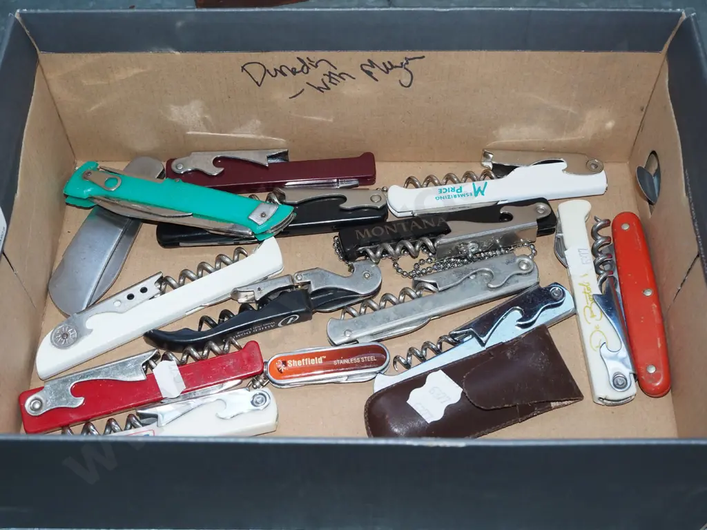 box of pocket knives, bottle openers Image 1++
