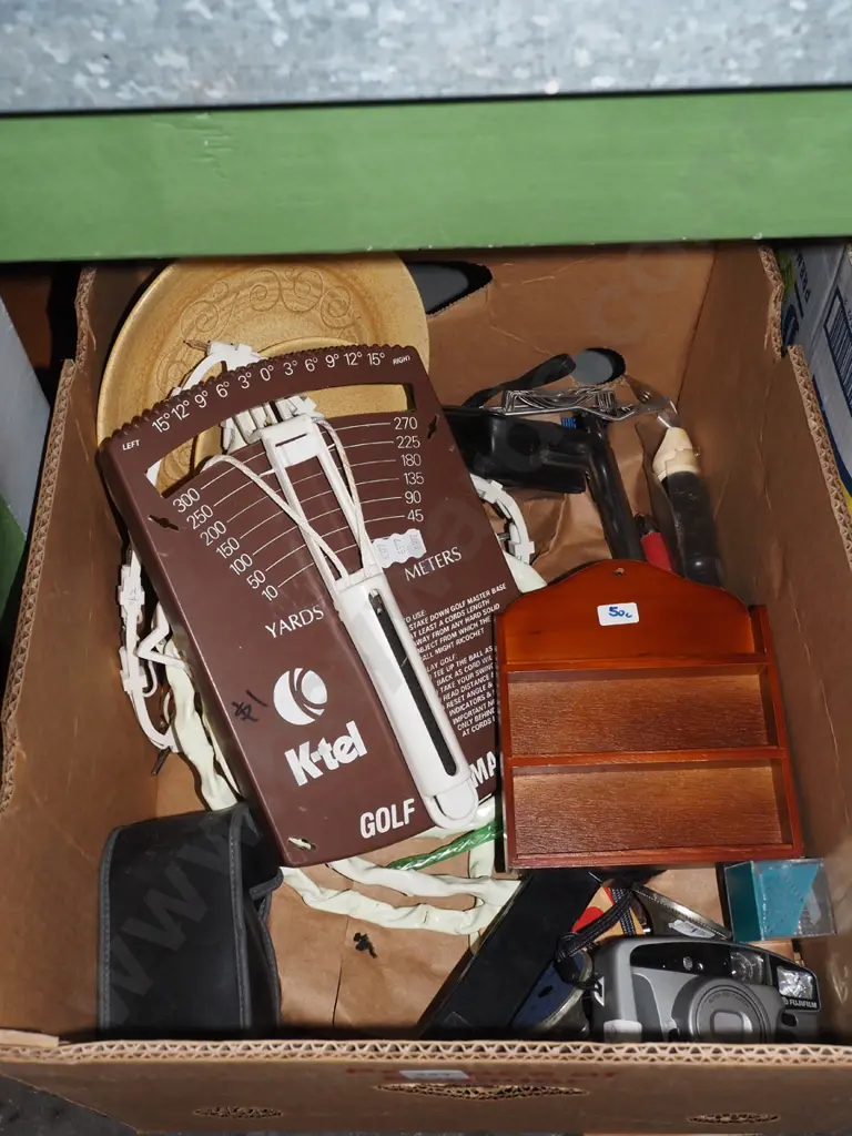 box; magnifying glasses, 35mm camera, golf trainer etc Image 1++