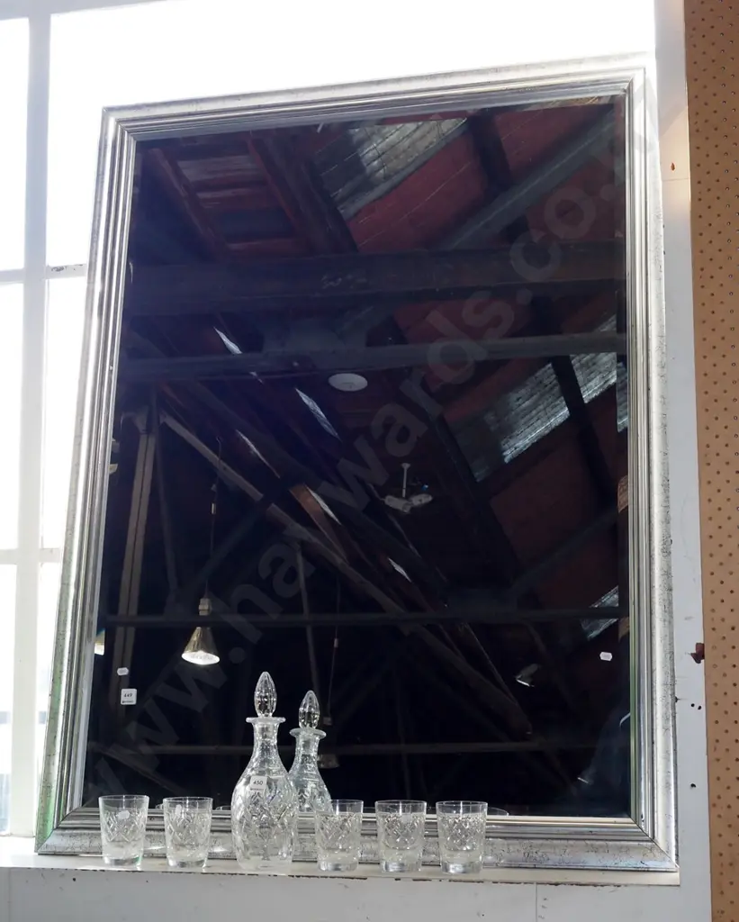 large silver framed wall mirror H-1330 W-1000 Image 1++