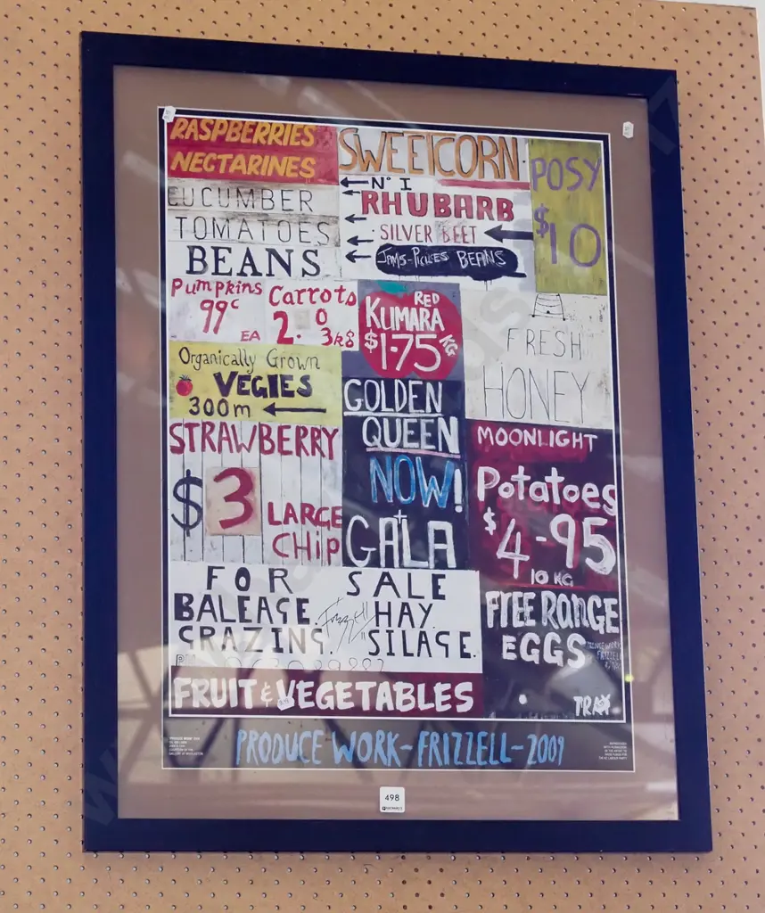 framed Dick Frizzell poster print, road side signs Image 1++