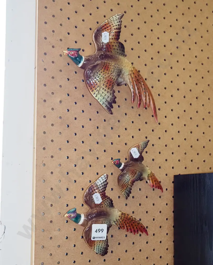 3x graduated wall mounted flying pheasants Image 1++