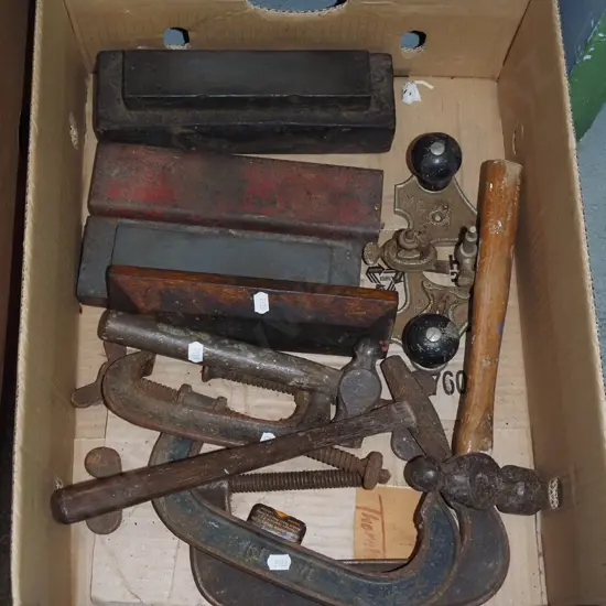 box; sharpening stones, G clamps, plunge plane etc