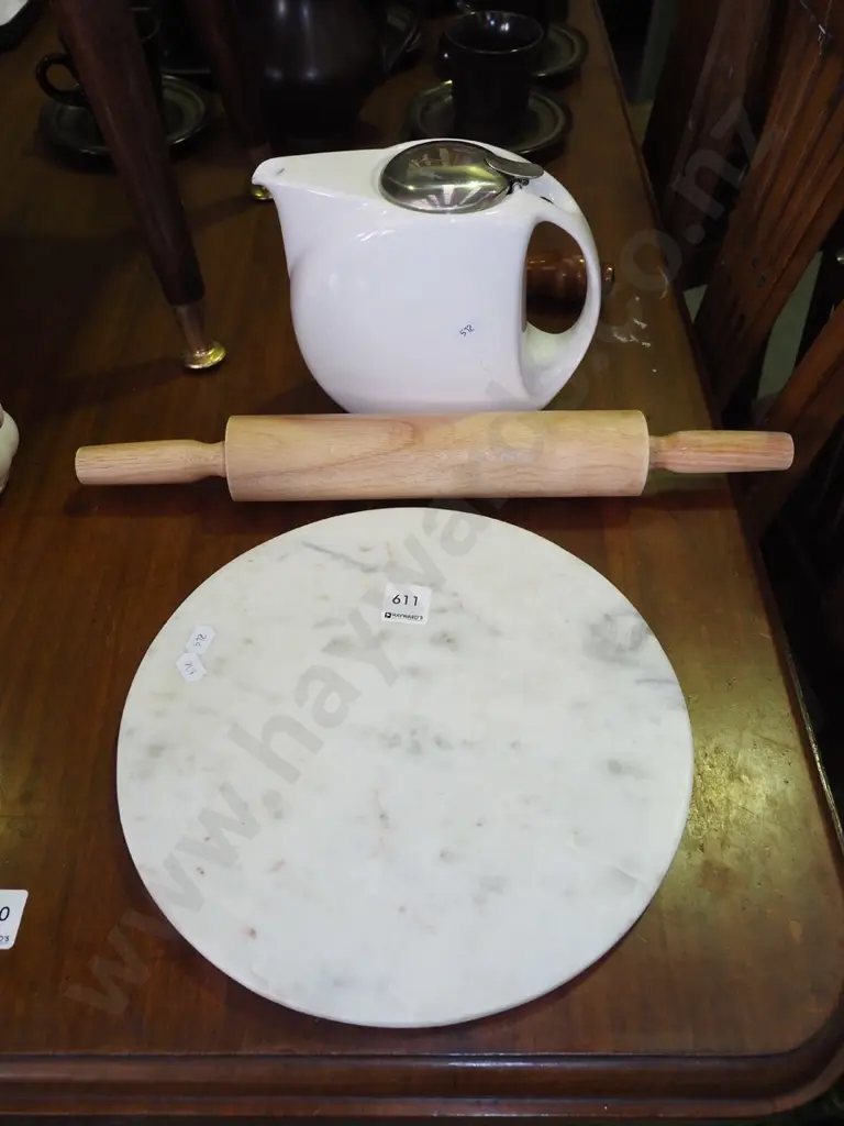 modern teapot, rolling pin, marble cheese board Image 1++